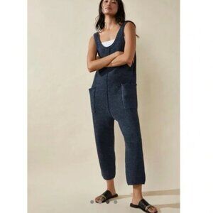 Free People Beach Hailee Knit Overalls (Black, Large)